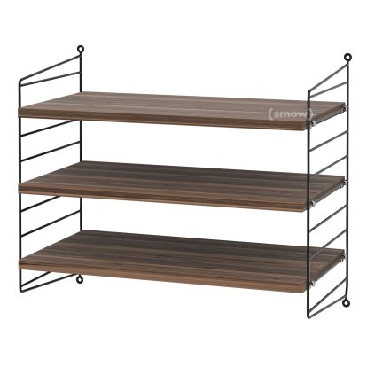 String System Shelf S, 30 cm, Black, Walnut veneer