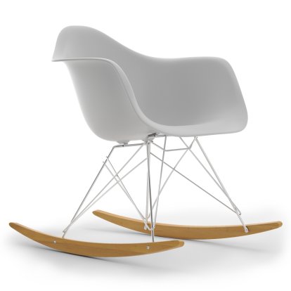 Eames Plastic Armchair RAR, Cotton white, Chrome-plated, Yellowish maple