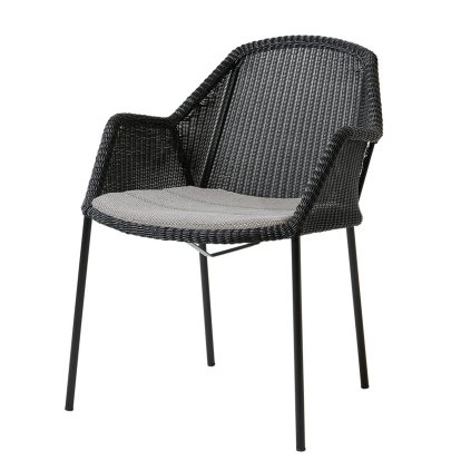 Breeze Chair, Black, With seat cushion, Focus - Light grey
