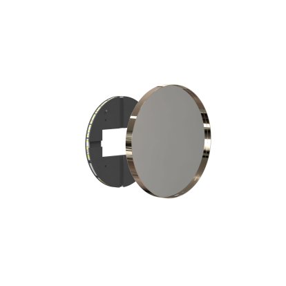 Unu mirror with LED lighting round (set), ø 40 cm, Polished gold