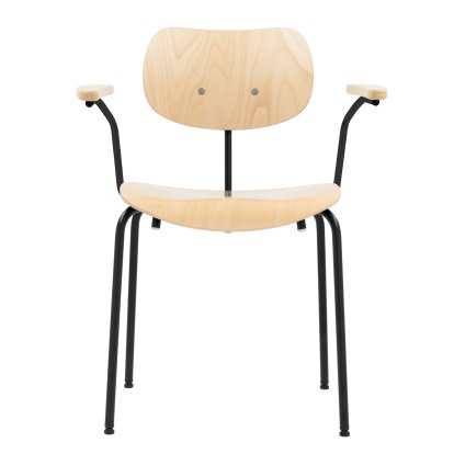 SE 68, Stackable, Without upholstery, Matt black powder-coated, With armrests, Natural