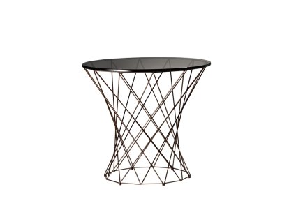 Oota, H 47 x ø 52 cm, Black glass, Matt bronze powder-coated