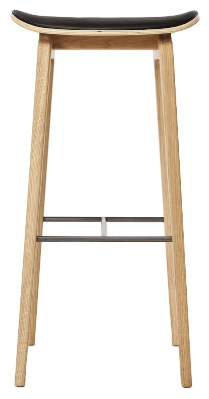 NY11 Bar Stool, Bar version: seat height 75 cm, Natural oak, Ultra leather black
