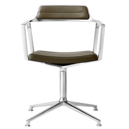 Swivel 452 Chair, Bosco green leather, Polished