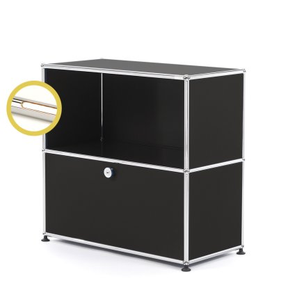 USM Haller E Sideboard M with Compartment Lighting, Graphite black RAL 9011, Warm white