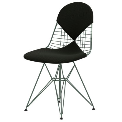 Wire Chair DKR , Powder-coated eames sea foam green, Seat and backrest cushion (Bikini), Apollo forest / black
