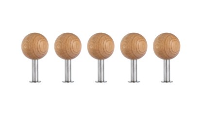 Dots Wall Hooks Set of 5, Oak oiled