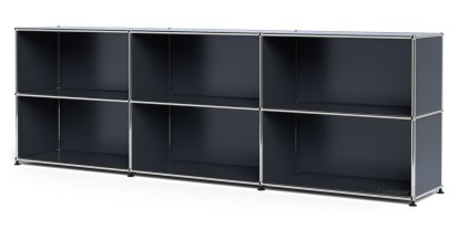 USM Haller Sideboard XL, Customisable, Anthracite RAL 7016, Open, Open
