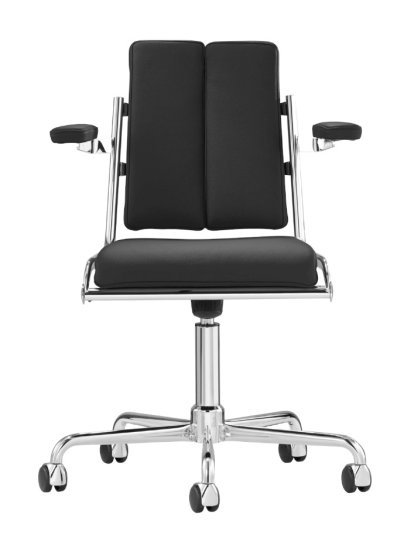 D12, Black leather, Soft castors for hard floor surfaces