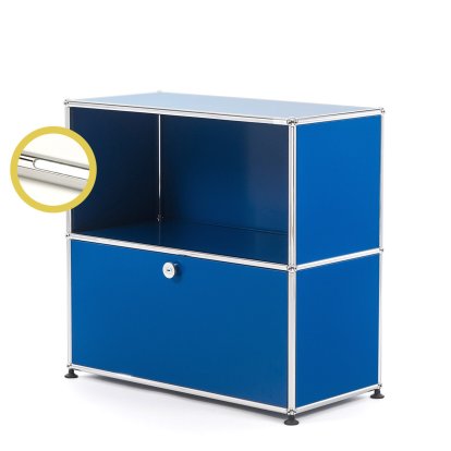 USM Haller E Sideboard M with Compartment Lighting, Gentian blue RAL 5010, Cool white
