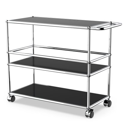 USM Haller Bar Trolley Type III, Graphite black RAL 9011, Soft castors for hard floor surfaces