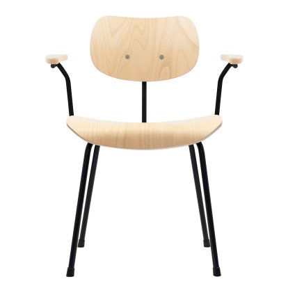 SE 68, Non-stackable, Without upholstery, Matt black powder-coated, With armrests, Natural