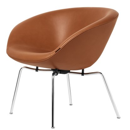 Pot Lounge Chair, Chrome, Leather Grace, Walnut