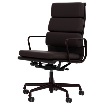 Soft Pad Group EA 219, Aluminium powder coated dark-bordeaux, Standard plum leather, brown plano, Soft castors for hard floor surfaces