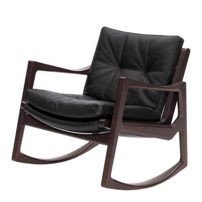 Euvira Rocking Chair Soft, Brown stained oak, Classic leather black