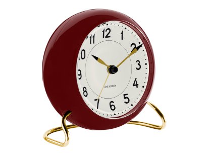 AJ Station Table Clock, burgundy / white
