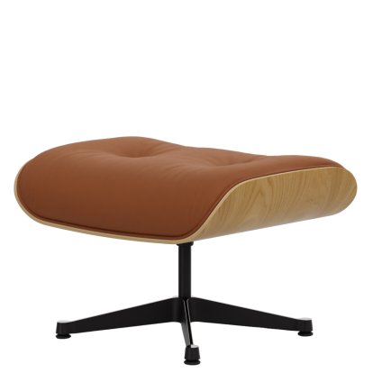 Lounge Chair Ottoman, Chestnut, natural, Lether Premium F cognac, Aluminium polished, sides black