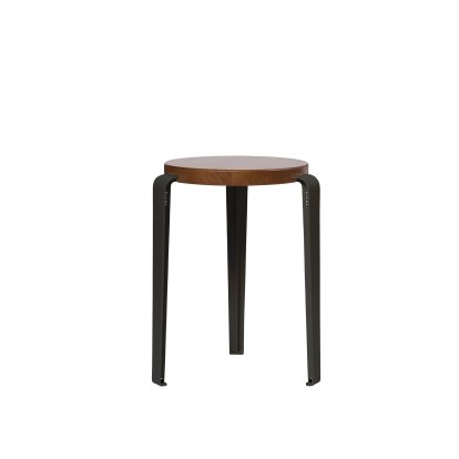 Lou Stool, Solid Wood, Tinted oak, Graphite black
