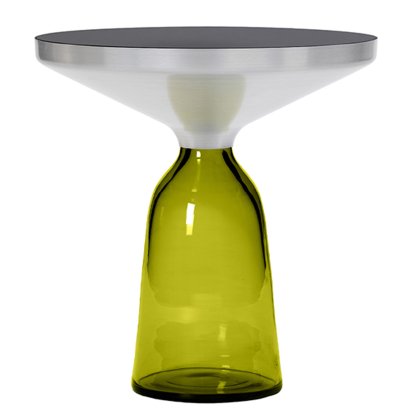 Bell Side Table, Aluminium with clear varnish, Olive green