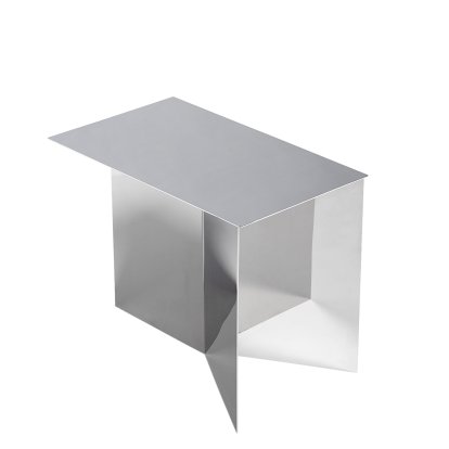 Slit Side Table Steel, H 35,5 x L 49,3 x D 27,5 cm, Mirror polished