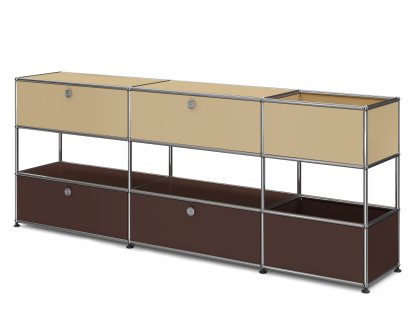 USM Haller Kids Sideboard L with storage boxes, Bicoloured, USM beige - 	USM brown, With drop-down door