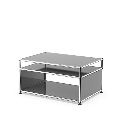 USM Haller side table with extension and castors, Mid grey RAL 7005, Adjustable feet