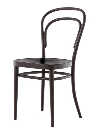 214 / 214 M Chair, Without armrests, Black stained beech, Moulded plywood seat