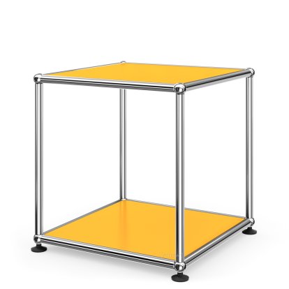 USM Haller Side Table 35, Both panels metal, Golden yellow RAL 1004
