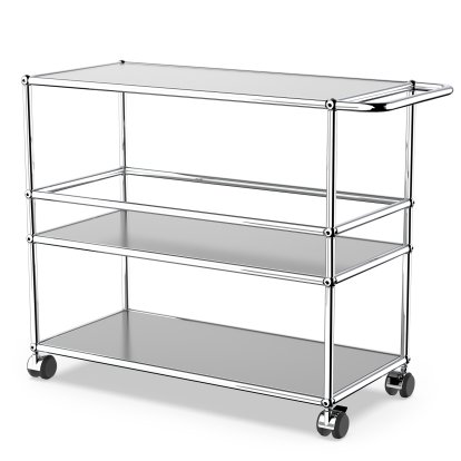 USM Haller Bar Trolley Type III, USM matte silver, Soft castors for hard floor surfaces