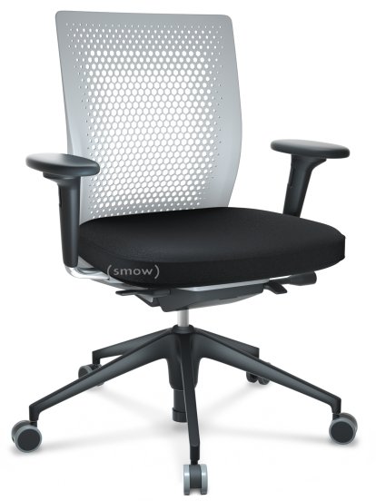 ID Air, Soft grey, Plano fabric-66 nero, Basic dark, 5 star foot , basic dark plastic, With 2D armrests, Soft castors for hard floor surfaces