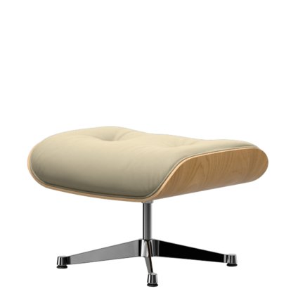 Eames Lounge Chair Ottoman, Chestnut, natural, Leather Premium F sand, Aluminium polished
