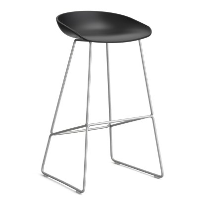 About A Stool AAS 38, Bar version: seat height 74 cm, Stainless steel, Black 2.0