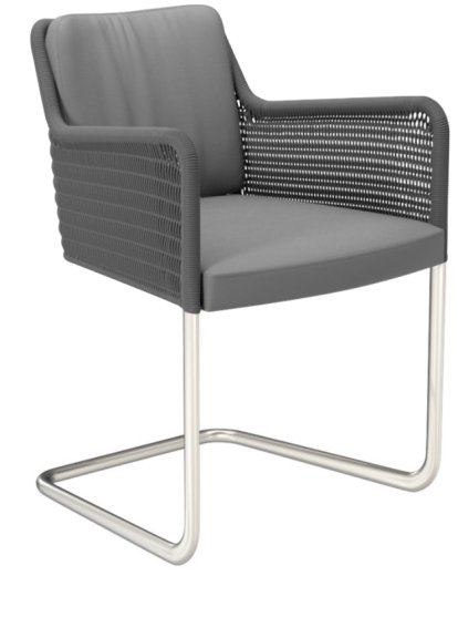 D43 Chair, Leather , Grey, Stainless steel, matt