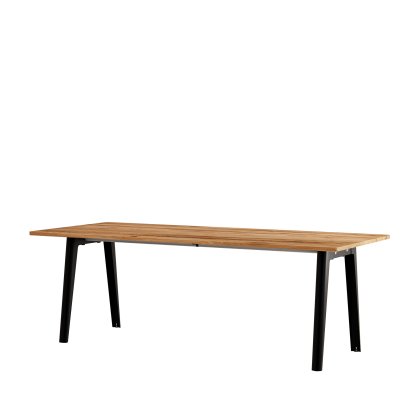 New Modern Dining Table Rectangular, Metal/Wood, 220 x 95 cm, Reclaimed oak, Graphite black
