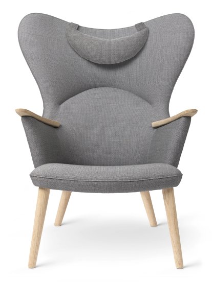 CH78 Mama Bear Chair, Passion - dark grey, Soaped oak, With neck pillow
