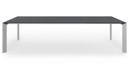 Nori dining table, Fenix Bromo grey with black edge, L 209-303 x W 100 cm, Anodised Aluminium