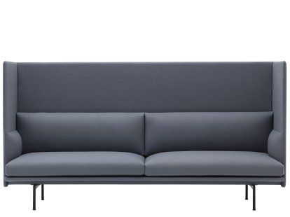 Outline Highback Sofa, 3 Seater, Divina 154 - Slate blue