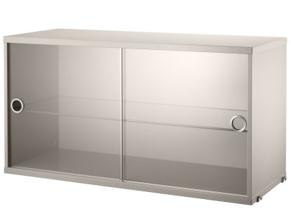 Details String Furniture String System Display Cabinet With Sliding Glass Doors String System Display Cabinet With Sliding Glass Doors, Beige lacquered