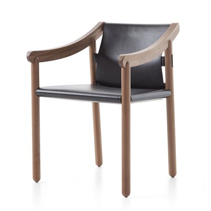 905 Chair, American Walnut, Black saddle leather