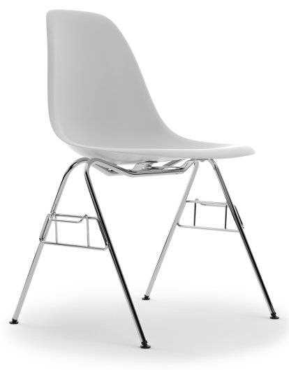 Eames Plastic Side Chair DSS / DSS-N, Cotton white, Without upholstery, Without upholstery, With linking element (DSS)