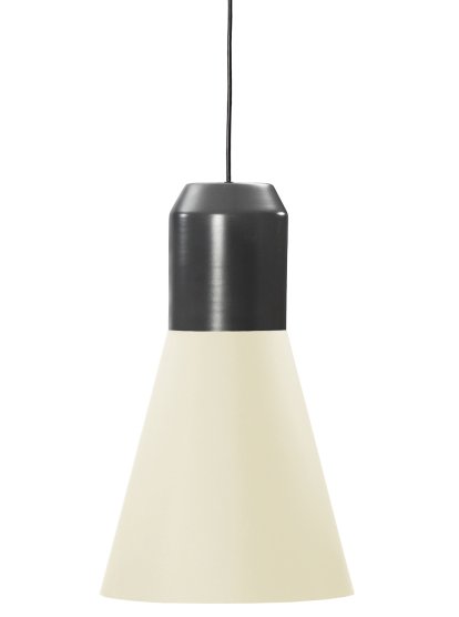 Bell Light, Grey lacquered metal, White fabric, H 35 x ø 32 cm