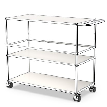 USM Haller Bar Trolley Type III, Pure white RAL 9010, Soft castors for hard floor surfaces
