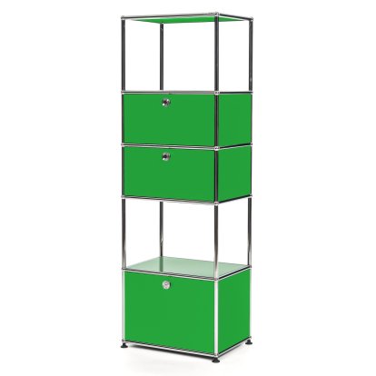 USM Haller living room shelf M type 2, USM green, With 2 drop-down doors and 1 ecxtension door (incl. metal box insert)
