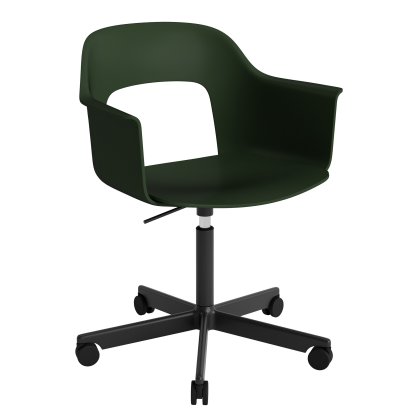 Layout 241 Swivel Armchair, Bottle green, Black powder coated aluminium