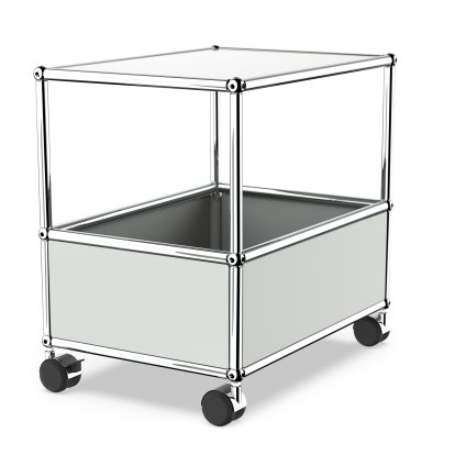 USM Haller bar table, Without bar, Light grey RAL 7035, Soft castors for hard floor surfaces