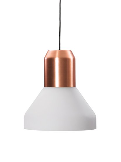 Bell Light, Copper, White opaline glass, H 23 x ø 35 cm