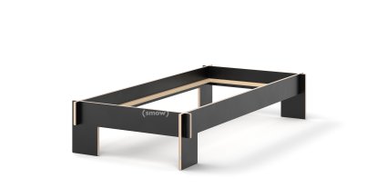 Siebenschläfer Bed, 90 x 200 cm, Without headboard, Black, Without slatted base