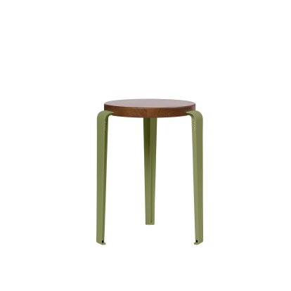 Details Tiptoe Lou Stool, Solid Wood Lou Stool, Solid Wood, Tinted oak, Khaki green