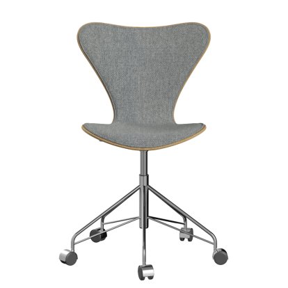 Series 7 Swivel Chair 3117 / 3217 Front Upholstery, Without armrests, Clear varnished wood, Clear varnished oak, 116 - White grey, Chrome