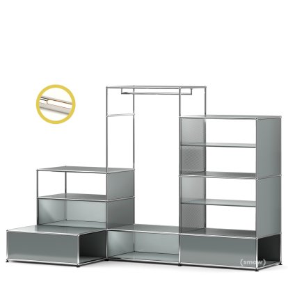 USM Haller E Clothes Rack XL with Lighting, Mid grey RAL 7005